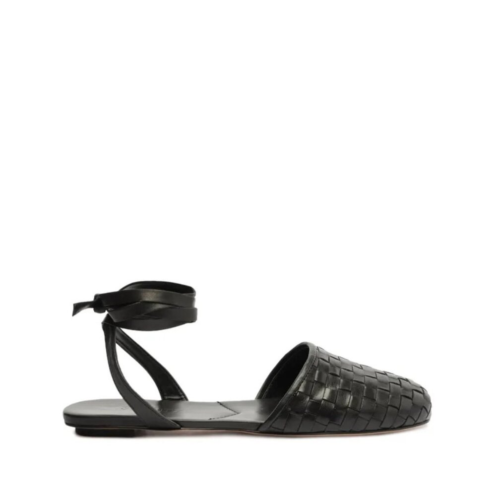 Schutz Ariel Woven Leather Flat Black Sz 7.5B - Picture 4 of 7